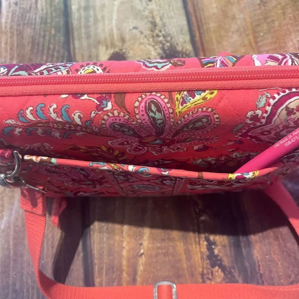 Vera Bradley Call Me Coral Crossbody Tablet Case Paisley Multicolor Cotton